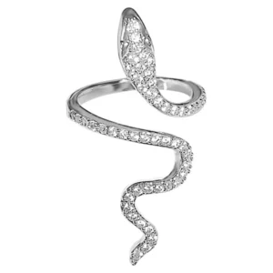 Fashion Snake Ring for Women Cubic Zirconia Opening Adjustable Animal Finger Bands Rings