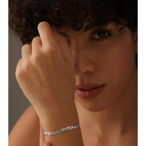 925 Sterling Silver Figaro Chain Bracelet for Men and Women | Italian 4MM Diamond-Cut Chain Bracelets 7