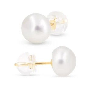 Earrings for Women 14K Real Gold – Freshwater Cultured Handpicked Pearl Stud Earrings