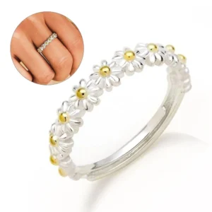 Vintage Small Daisies Rings for Women Adjustable Opening Ring Female