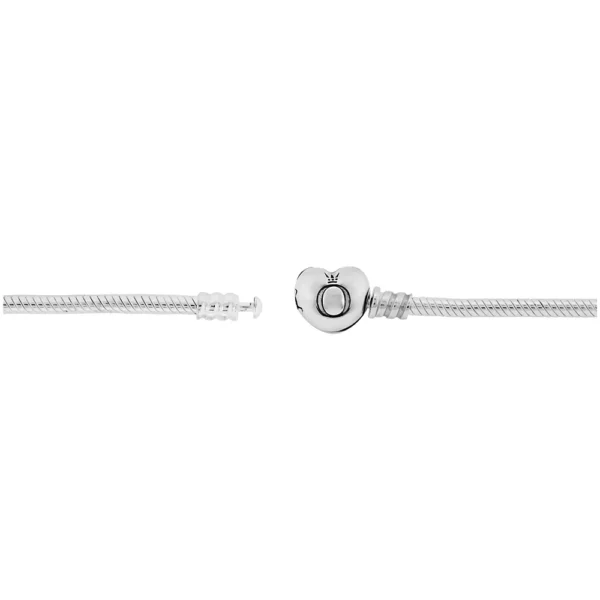 Moments Sterling Silver Bracelet with Heart Clasp – 7.1 Inch Snake Chain - Image 4